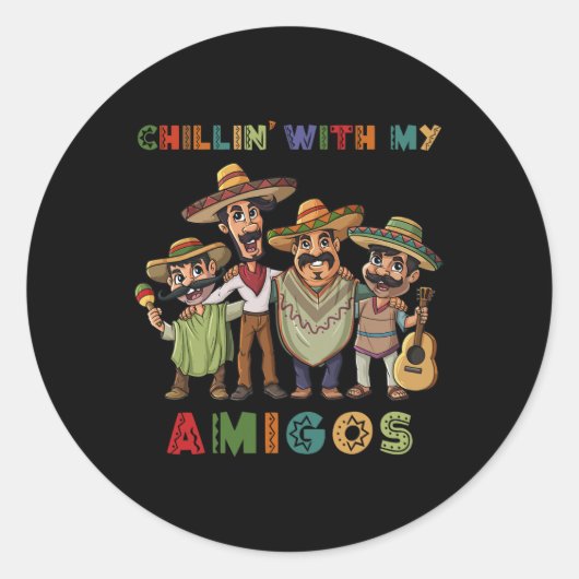 Chillinと私のAmigos Cinco de Mayo Boys Kids ラウンドシール (正面)