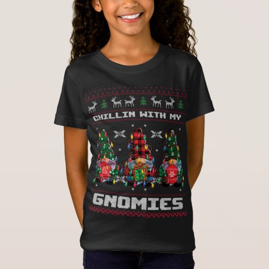 Chillin'と私のgnomies Christma Pajamas Tシャツ (正面)