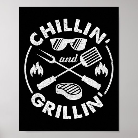 Chillin And Grillin Costume Funny Bbq Grilling Dad ポスター (正面)