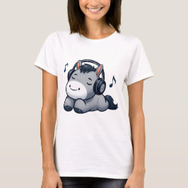 Chillin' Donkey Listening to Music Tシャツ