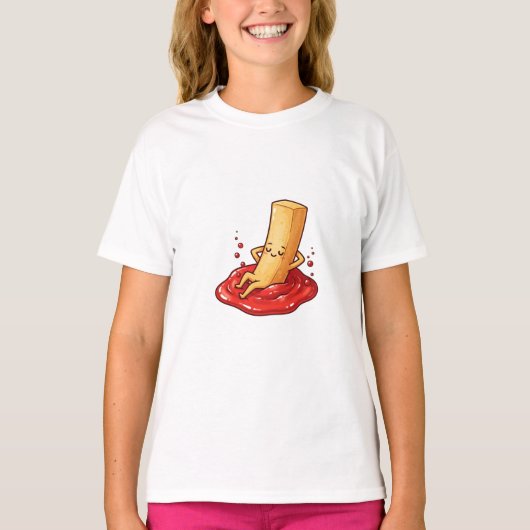 Chillin' French Fry in Ketchup Dip Kids Tシャツ (正面)