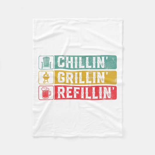 Chillin Grillin Refillin Bbq Pit Meat Smoker Grill フリースブランケット (正面)