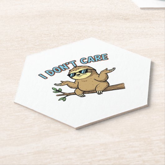 Chillin' Sloth I Don't Care Design Essential T-Shi ペーパーコースター (アングル)