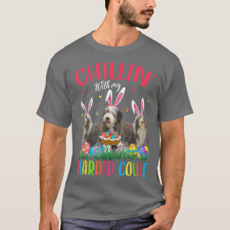 Chillin' With My Bearded Collie Easter Eggs Happy  Tシャツ