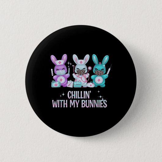 Chillin With My Bunniesナースイースターデイ看護N 缶バッジ (正面)