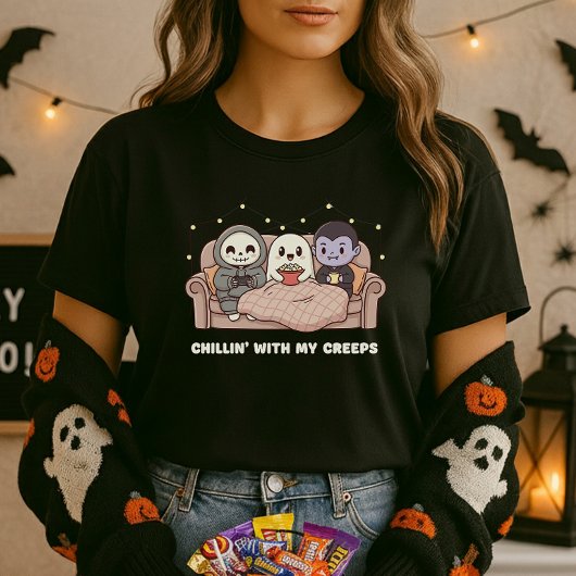 Chillin’ With My Creeps Shirt; Cute Halloween Tシャツ