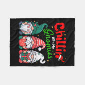 Chillin' With My Gnomies Funny Christmas Gnome Fam フリースブランケット (正面(横))
