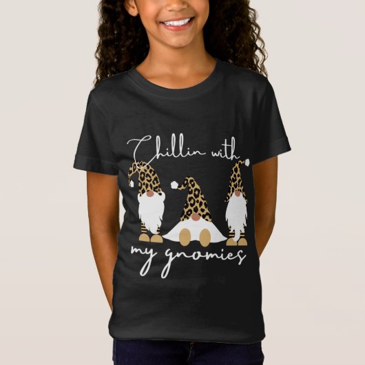 Chillin With My Gnomies Leopard Print格言 Tシャツ (正面)
