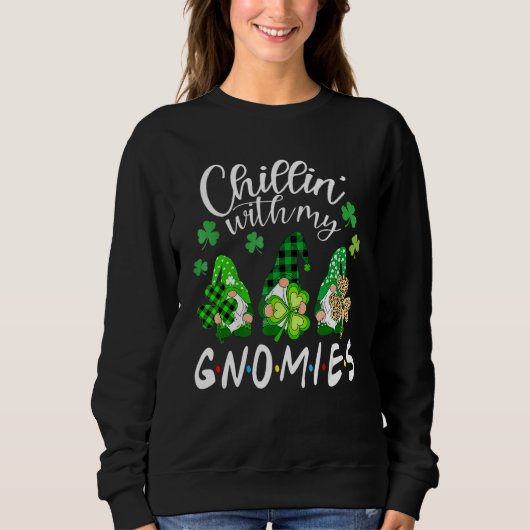 Chillin With My Gnomies Leopard St Patrick Day Iri スウェットシャツ (正面)