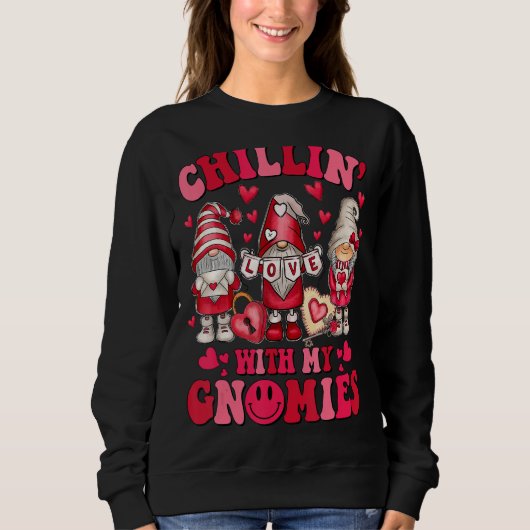 Chillin With My Gnomies Valentineu2019s Day Pink G スウェットシャツ (正面)
