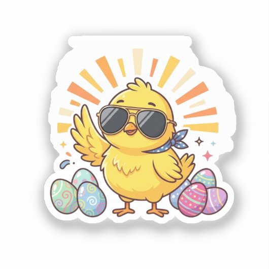 Chillin With My Peeps Cool Easter Chick Sticker シール (正面)