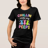 Chillin With My Peeps Cute Easter Bunny Women トライブレンドＴシャツ (正面)