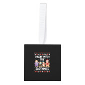 Chillin With My Slothmies Funny Sloth Ugly Christm キューブオーナメント (正面)