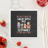 Chillin With My Slothmies Funny Sloth Ugly Christm スタンダードランチョンナプキン (インサイチュ)