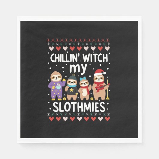 Chillin With My Slothmies Funny Sloth Ugly Christm スタンダードランチョンナプキン (正面)