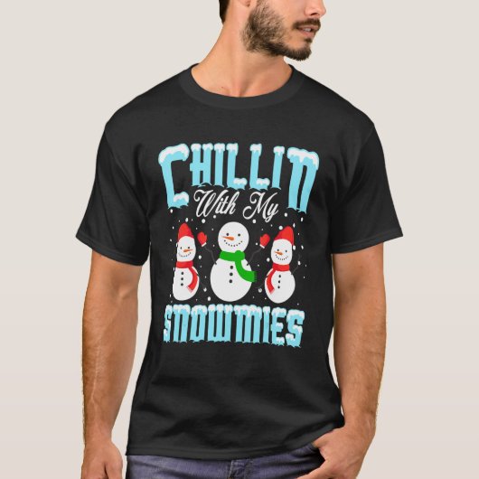 Chillin With My Snowmies Family Pajamas Snowman Ch Tシャツ (正面)