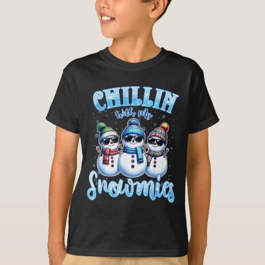 Chillin With My Snowmies Funny Snowman Christmas K Tシャツ (正面)