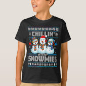 Chillin' With My Snowmies Funny Xmas Snowman Chris Tシャツ (正面)