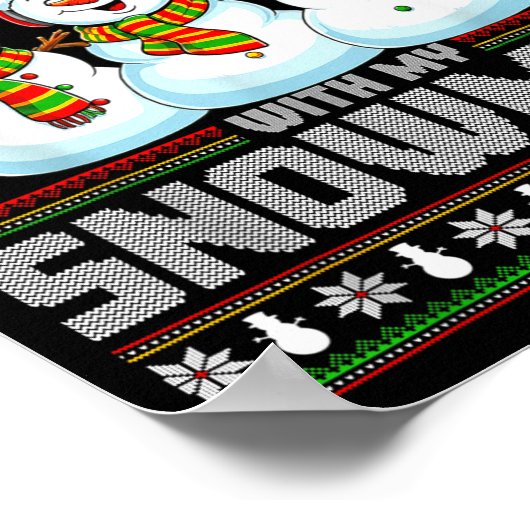 Chillin With My Snowmies Funny Xmas Snowman Christ ポスター (角)