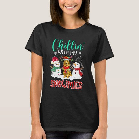 Chillin With My Snowmies Golden Santa Christmas Tr Tシャツ (正面)
