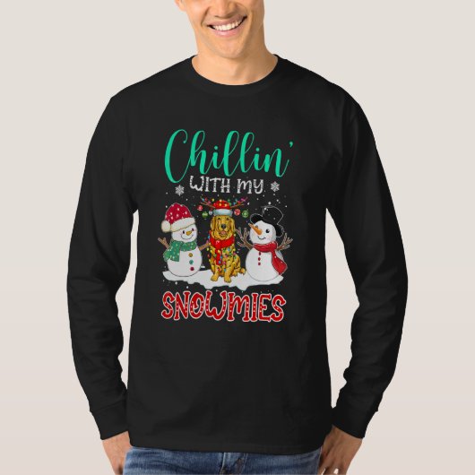 Chillin With My Snowmies Golden Santa Christmas Tr Tシャツ (正面)