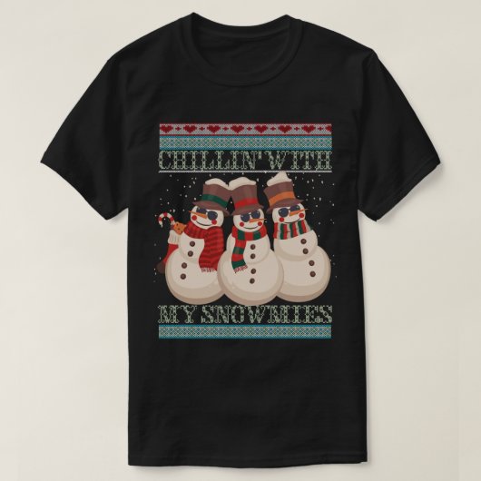 Chillin’ With My Snowmies Snowmen Art Tシャツ (デザイン正面)