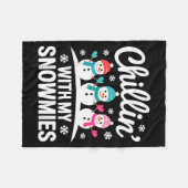 Chillin With My Snowmies Winter Snow Fun Friends H フリースブランケット (正面(横))