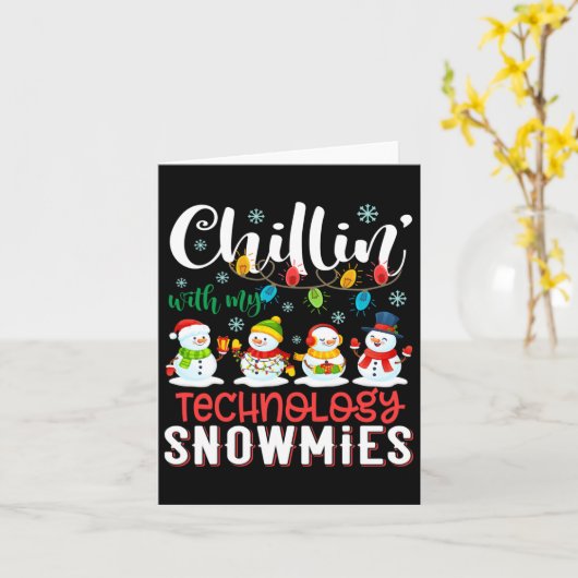 Chillin With My Technology Snowmies Light Christma カード (黄色い花)