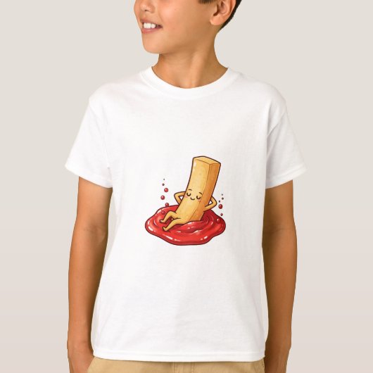 Chilling French Fry Ketchup Spa Day Kids Tシャツ (正面)