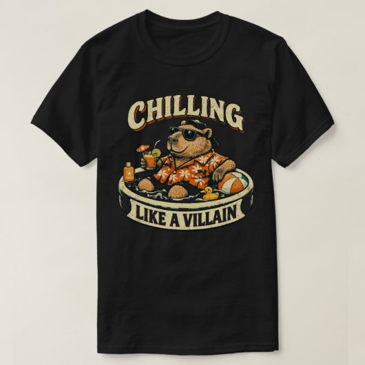 Chilling Like a Villain Funny Bear Summer Pool  Tシャツ (デザイン正面)