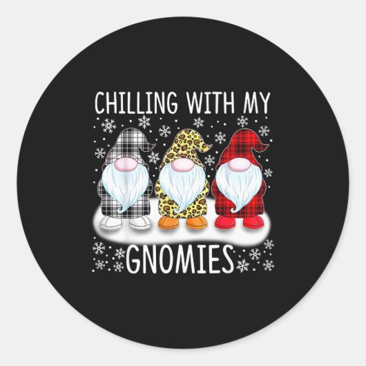 Chilling With My Gnomies Funny Group Of Gnomes Chr ラウンドシール (正面)