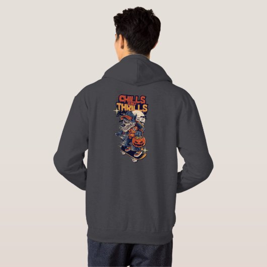 Chills and Thrills Halloween Werewolf Skateboard T パーカ (裏面フル)