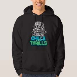 Chills and Thrills Skull Graphic Halloween Horror  パーカ