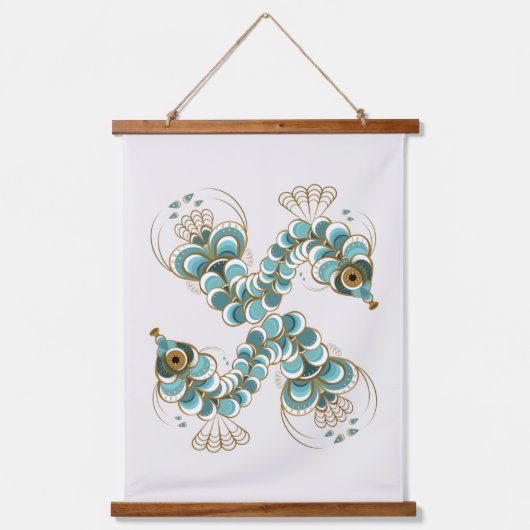 Chimera – クジャックシーホース木材トップタペストリー 吊り下げ型タペストリー (正面)