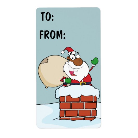 Chimneyギフトラベルに黒いサンタクロース ラベル (正面)