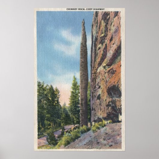 Chimney Rock on Cody Highway, Montana View ポスター (正面)