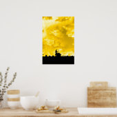 chimney sweep silhouette on the rooftop ポスター (キッチン)