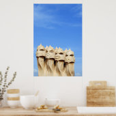 Chimneys on Roof of Casa Mila （ラペドレラ） ポスター (キッチン)