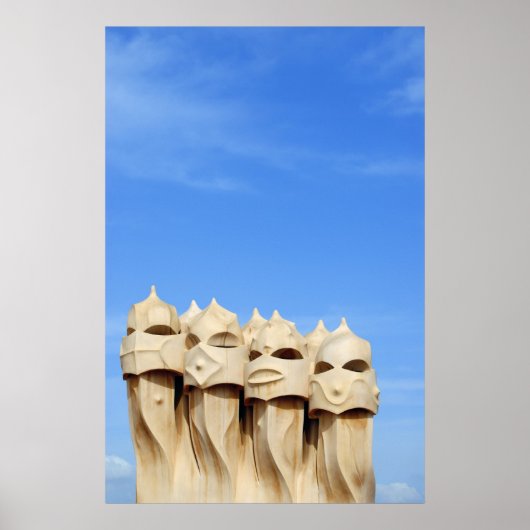 Chimneys on Roof of Casa Mila （ラペドレラ） ポスター (正面)