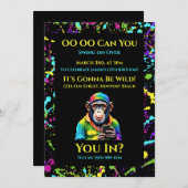 Chimp Chat-カラフル Chimpanzeeと電話 –  招待状 (正面/裏面)