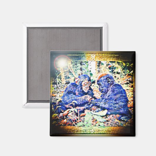 Chimp & Gorilla Cooperation 01 マグネット (正面/裏面)