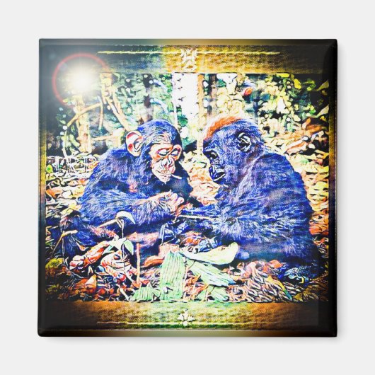 Chimp & Gorilla Cooperation 01 マグネット (正面)