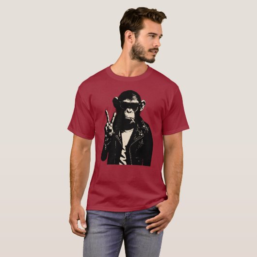 Chimp Rebel Peace Sign Leather Tシャツ (正面フル)