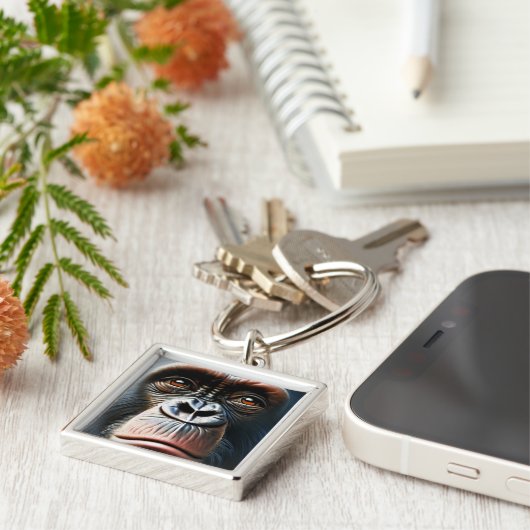 Chimpanzee Cute Monkey Save The Chimps Ape キーホルダー (側面)