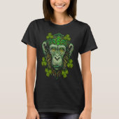 Chimpanzee Face Mandala Irish Shamrock C St Patric Tシャツ (正面)