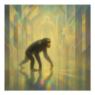 Chimpanzee in the Prism Light Hall – GeoWild Art ポスター