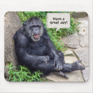 chimpanzee leaning on rock マウスパッド