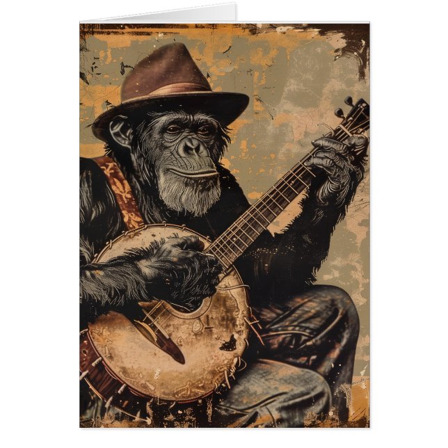 CHIMPANZEE MONKEY FUNNY BIRTHDAY GREETING CARD (正面)