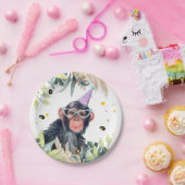 Chimpanzee Monkey Party Animals Birthday Safari ペーパープレート (パーティー)