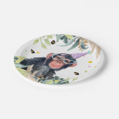 Chimpanzee Monkey Party Animals Birthday Safari ペーパープレート (アングル)